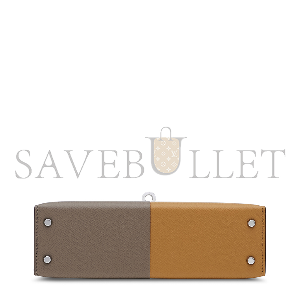 H**mes master edition sesame, Étoupe & bleu mini kelly ii with palladium hardware (19*12*5.5cm)